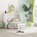 White Full Size Murphy Bed with Charging Station and Drawers S6620