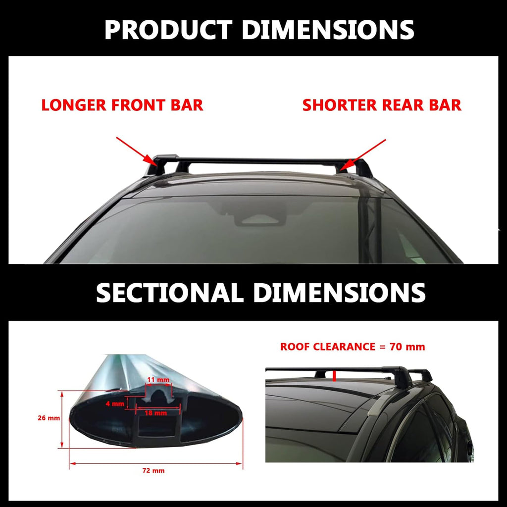 Black Lockable Roof Rack Crossbars Y261