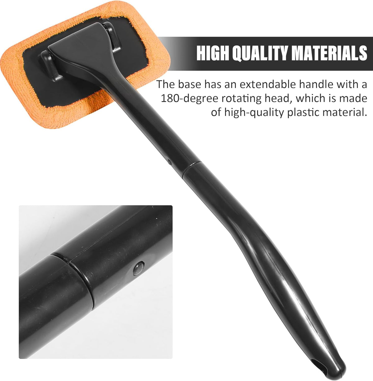Car Window Cleaner Tool with Extendable Handle and Microfiber Cloth L6227