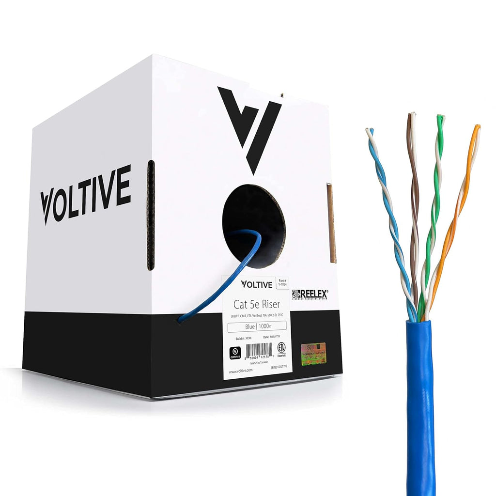White 1000ft Cat5e Riser Bulk Ethernet Cable U3476
