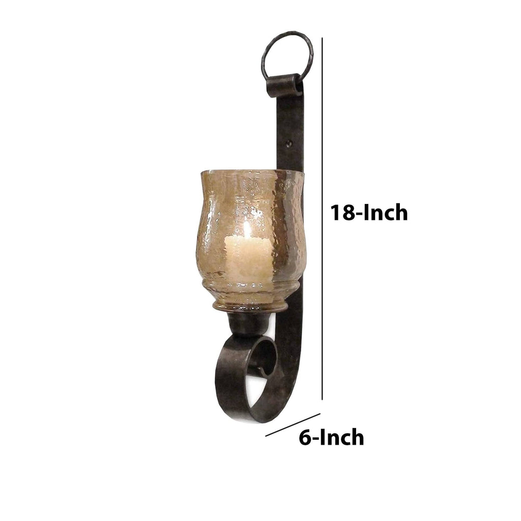 Set of 2 Bronze Wall Mounted Candle Holder Sconce S2163
