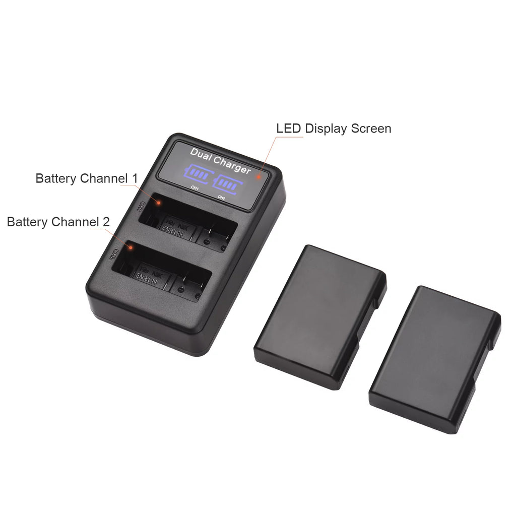 2pcs 7.4V 1500mAh Battery + 1pc Dual Channel Battery USB Port Screen Display P552689