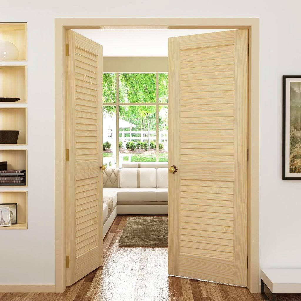 Louvered Solid Wood Primed Standard Door Q874