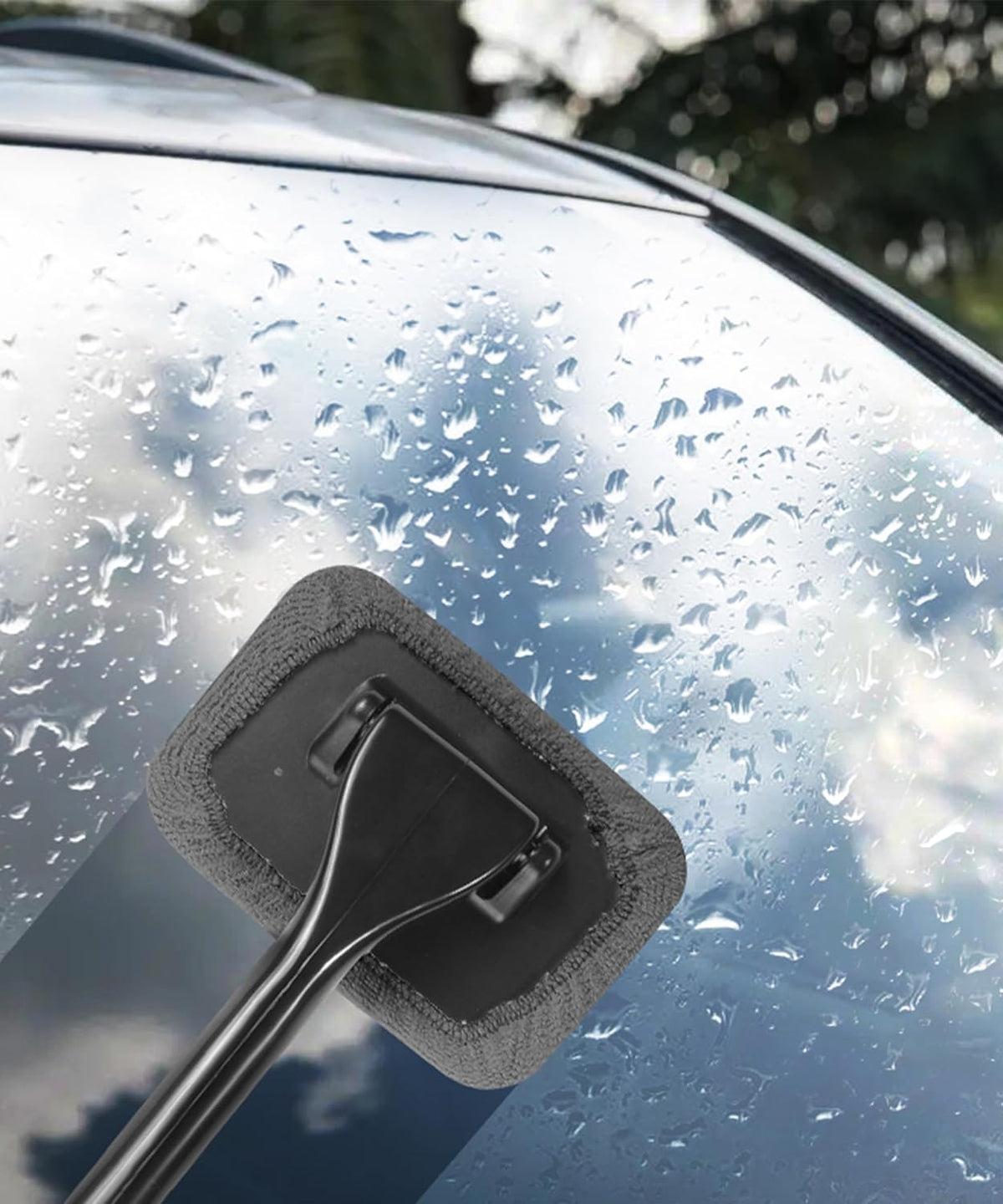 Car Window Cleaner Tool with Extendable Handle and Microfiber Cloth L6227