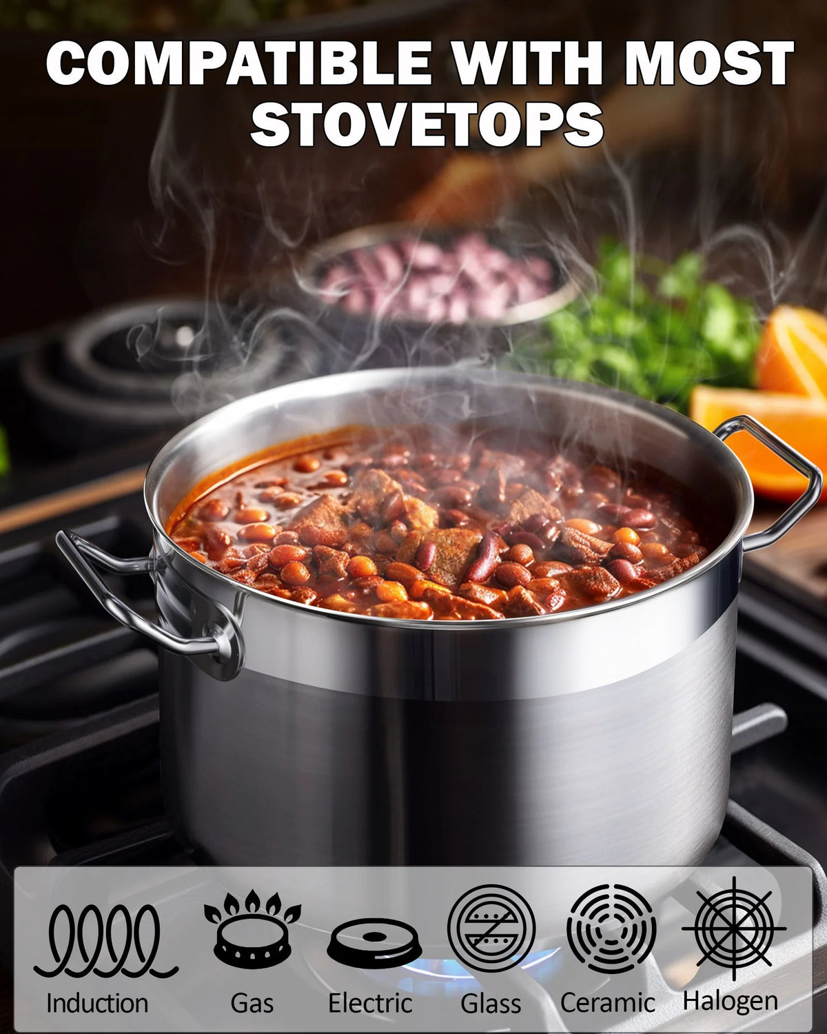 8 Quart Stainless Steel Stock Pot with Lid Y444