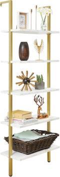 5-Tier Wall-Mounted Bookshelf with Metal Frame I83715