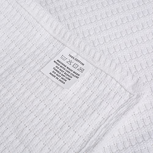 Queen Size White Cotton Throw Blanket 90 x 90 Inches V19325