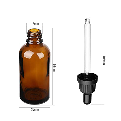 4 X 50ml Amber Glass Dropper Bottle with Glass Pipette K3140