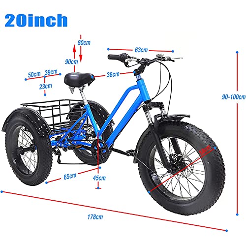 7 Speed 20 Inch Fat Tire Adult Tricycle with Shopping Basket C876505