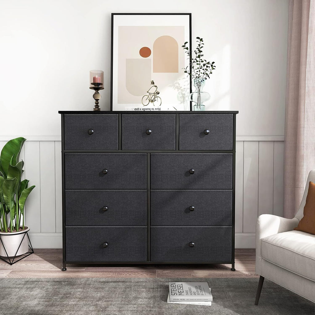 Black Grey 9 Drawer Dresser G8201