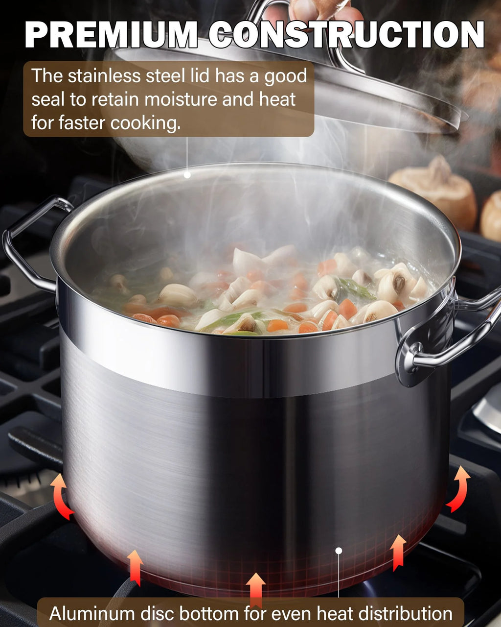 8 Quart Stainless Steel Stock Pot with Lid Y444