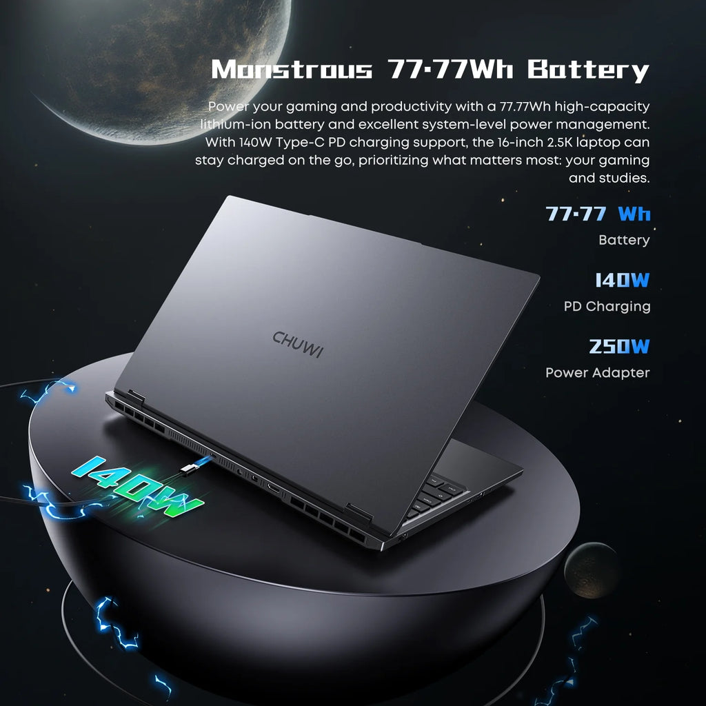16" Gaming Laptop, AMD Ryzen 9 9955HX, RTX-5070Ti, 32GB DDR5, 1TB Gen4, Windows 11 Pro H49216