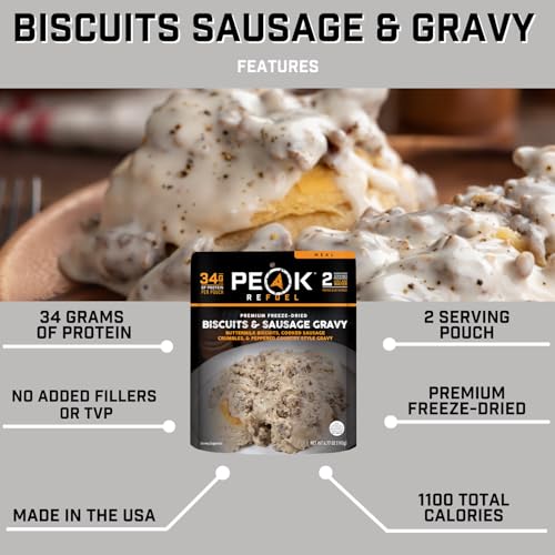 Freeze Dried Biscuits and Gravy Camping Food, 2 Serving Pouch W672