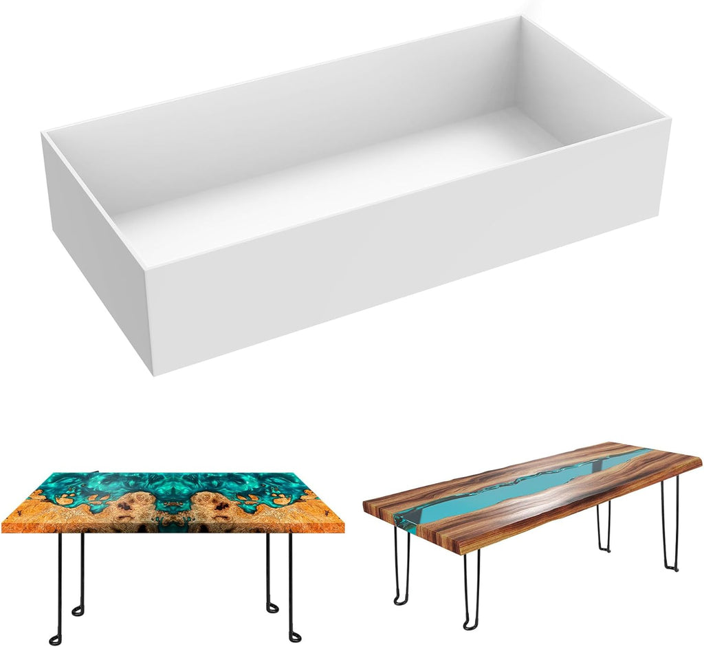 Large Rectangle Resin Table Molds 23.7X11.81 inch Epoxy Resin Table Mold Silicone Molds with 4 Table Support Legs N49787