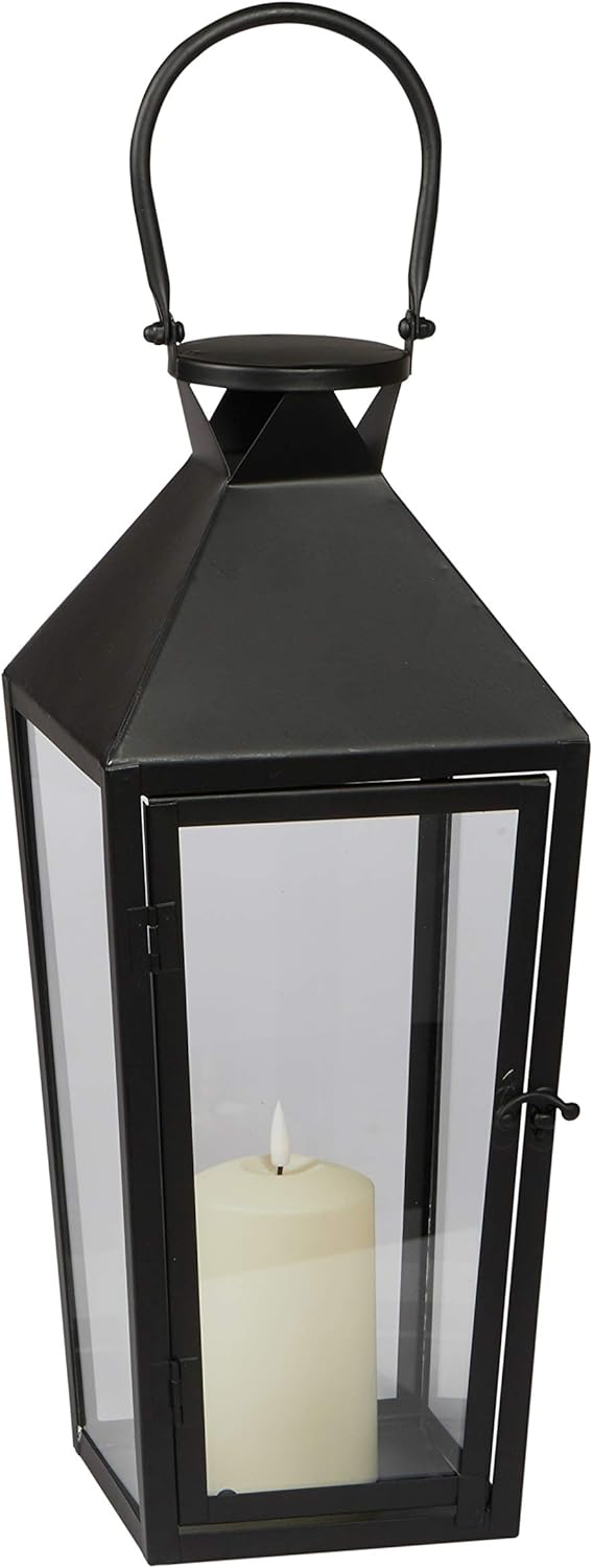 Black Metal LED Flameless Candle Lantern C240615