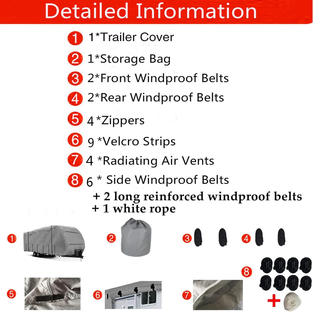 Waterproof Windproof 420D Heavy Duty Polyester Oxford RV Trailer Cover O4964