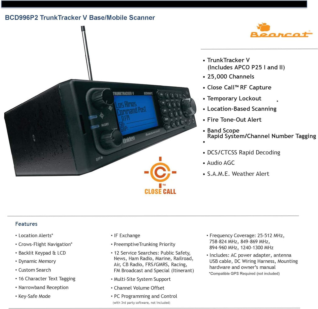Digital Mobile TrunkTracker V Scanner Y198