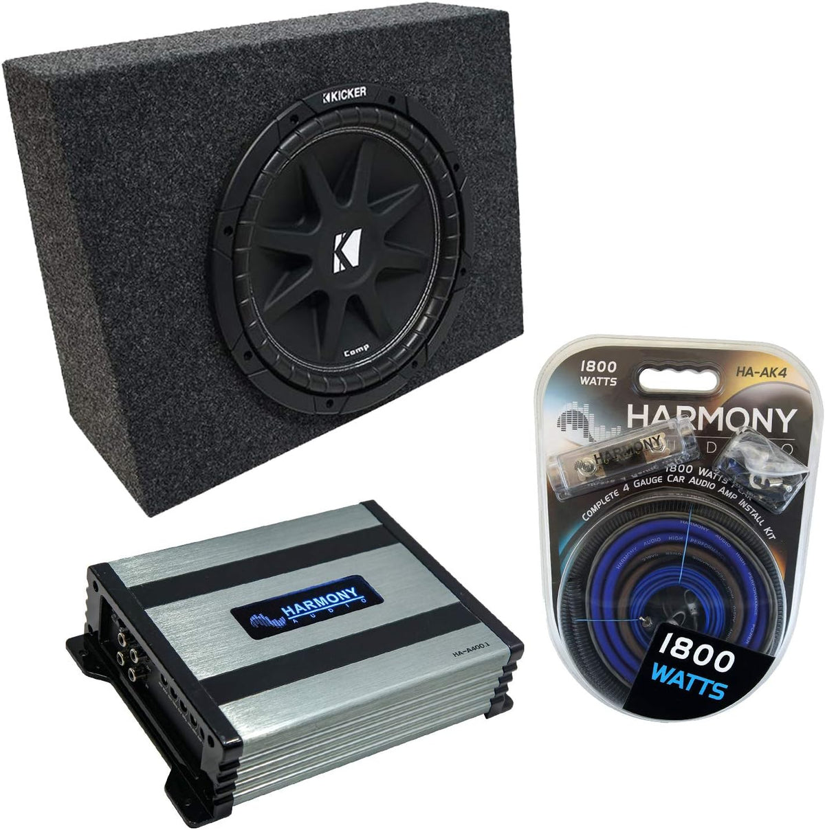 Compatible with Universal Regular Standard Cab Truck Single 10 Loaded Sub Box Enclosure with Amplifier T427