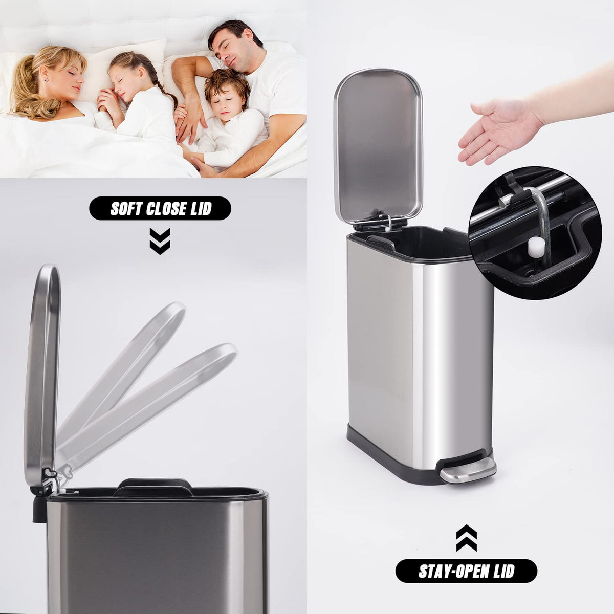 Stainless Steel Step Trash Can 10L P1458