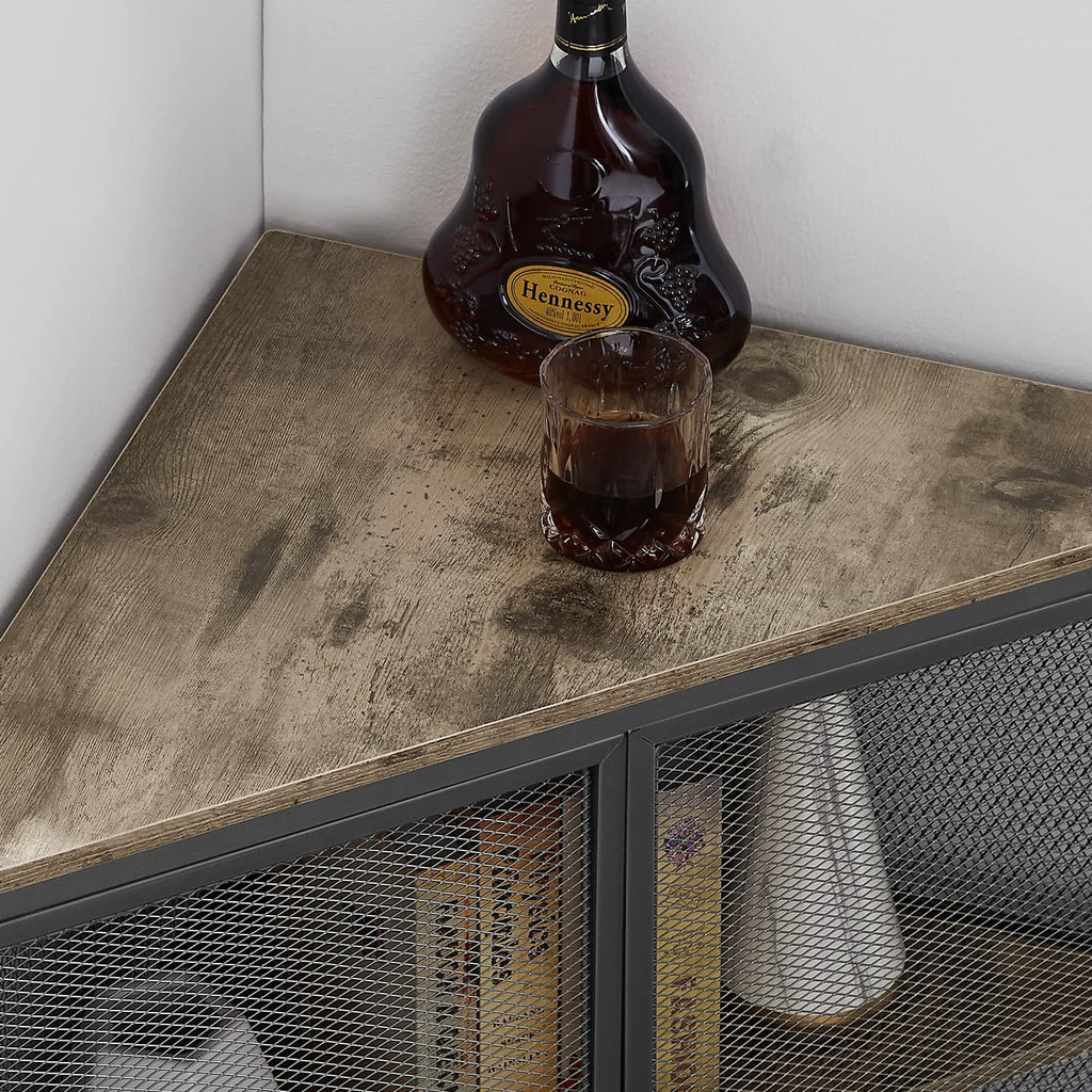 Brown and Black Corner Cabinet with Two Doors and Shelves H6925