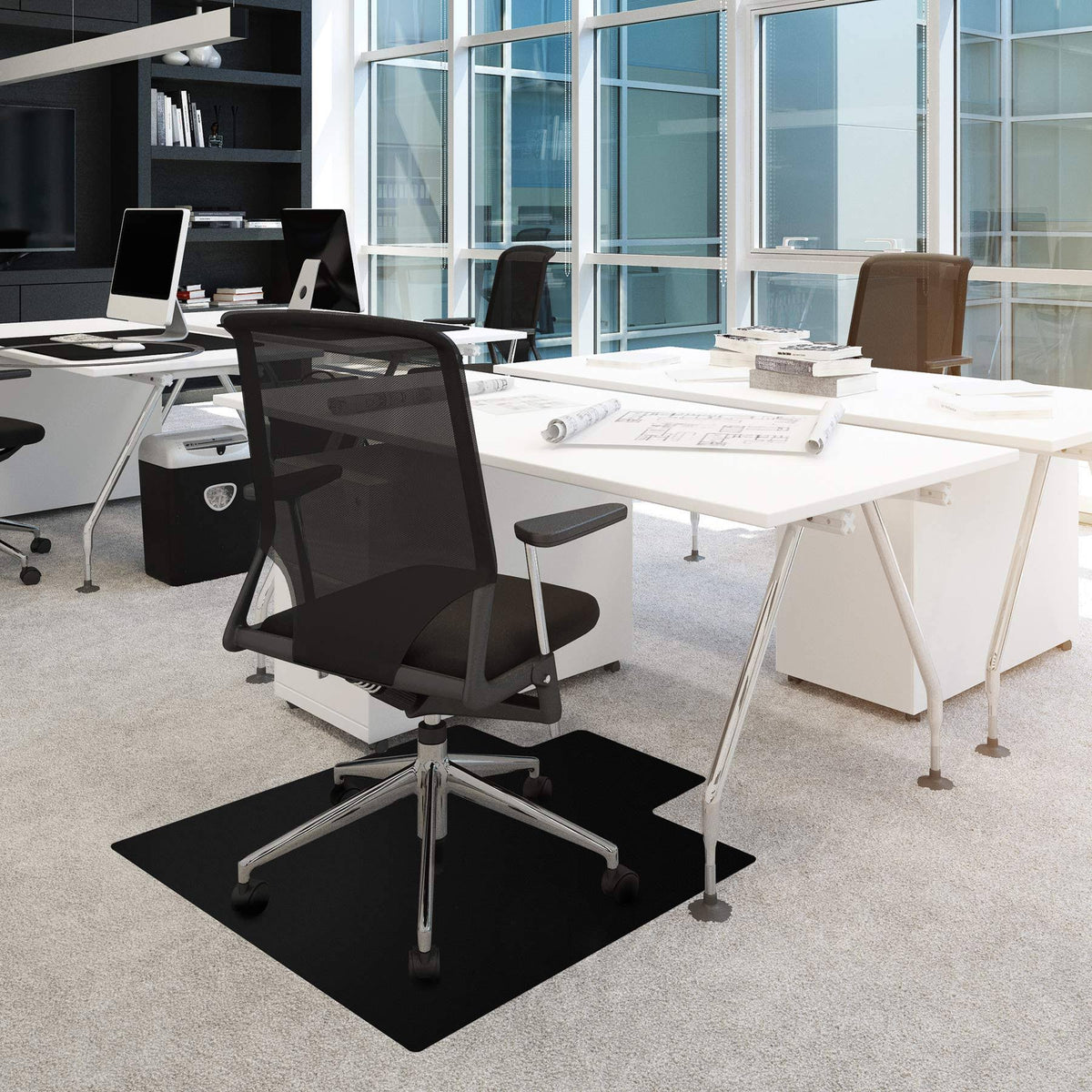 Black Chair Mat with Lip for Low Pile Carpets G650