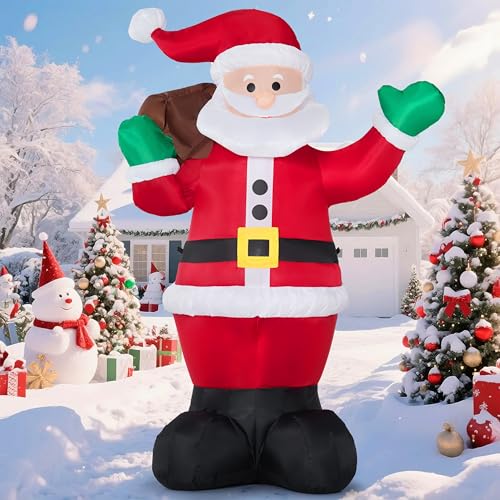 6 FT Christmas Inflatable Santa with Gift Bag with Build in LEDs N2115