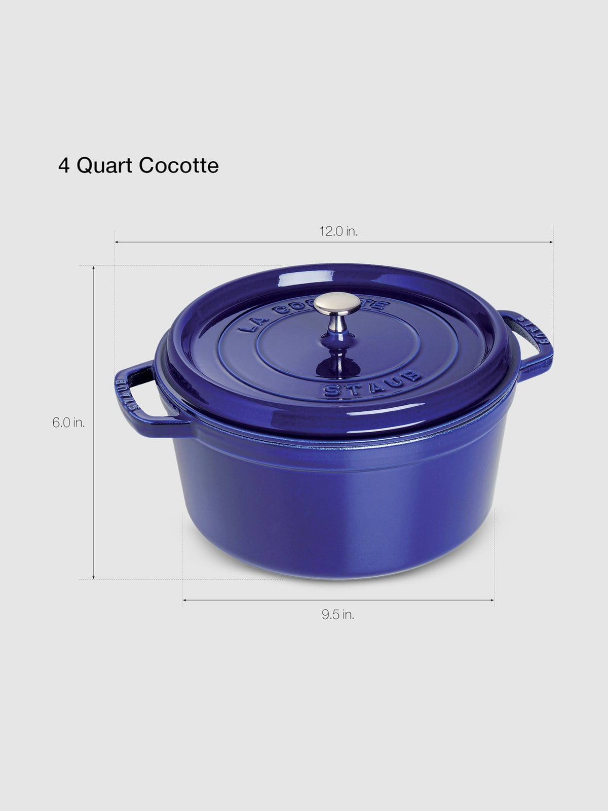 Dark Blue Cast Iron 4-Quart Round Cocotte N7800