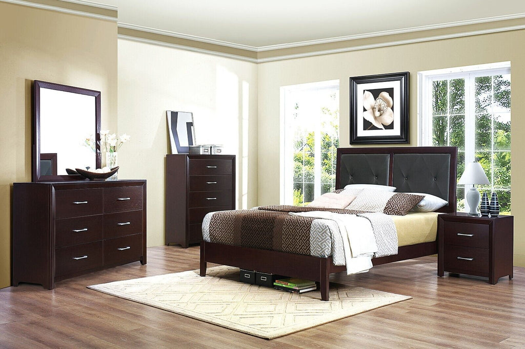 5pc Bedroom Set Full Bed Dresser Nightstand Chest Mirror K84519