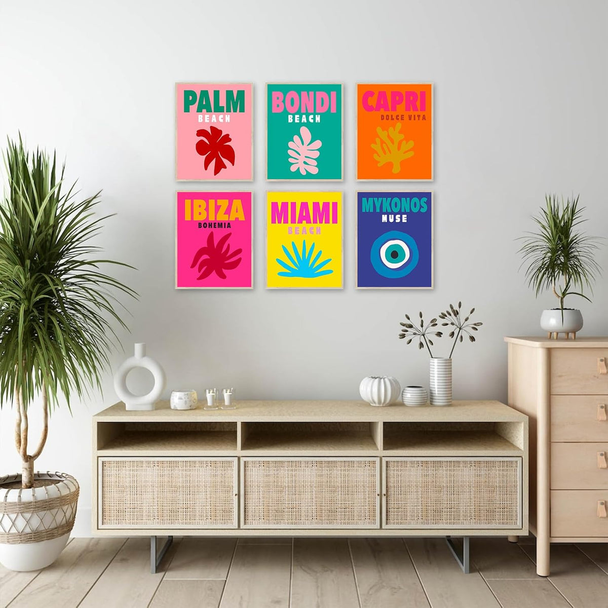 Preppy Posters for Dorm Decor, Colorful Preppy Wall Art Travel Prints, Pink Pastels College Maximalist Decor (8"x10", unframed) L730094