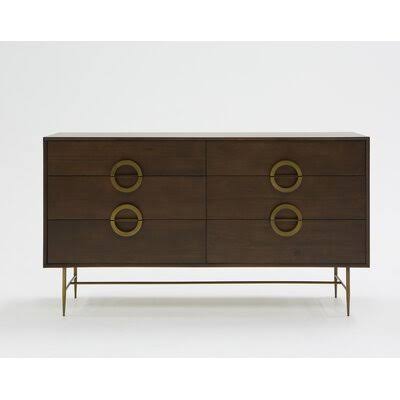 Acacia 6 Drawer Double Dresser F1430