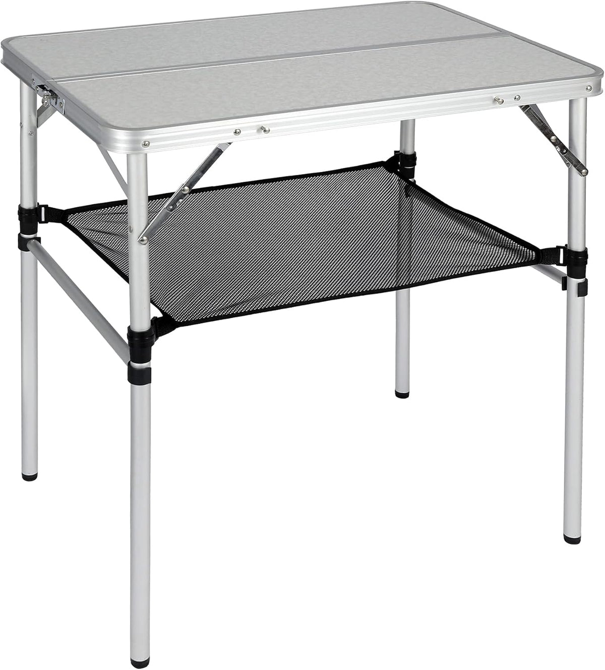 Small Folding Aluminum Camping Table with Mesh Storage Organizer, White 24 x 16 inch H45905