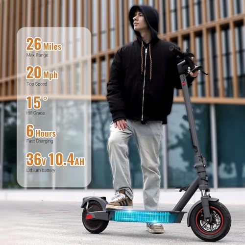 Electric Scooter with 10" Tires, 600W Peak Motor, 22 MPH Speed, 30 Miles Range, Dual Brakes, LCD Display N78163