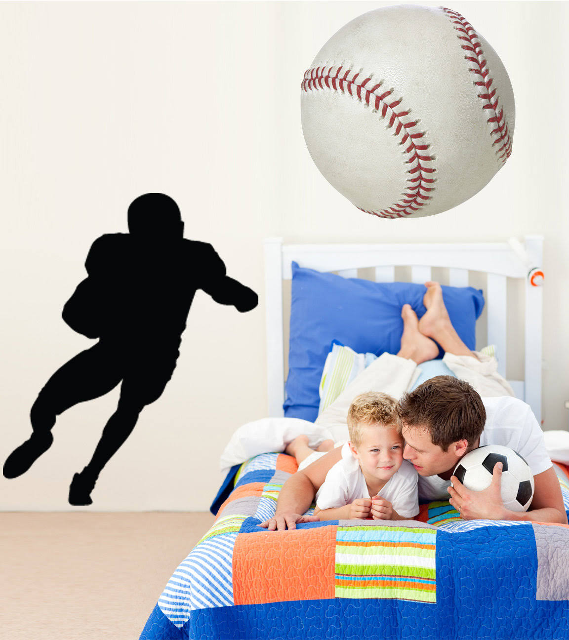 Football Ball Carrier Silhouette Cutout Wall Decal H78004