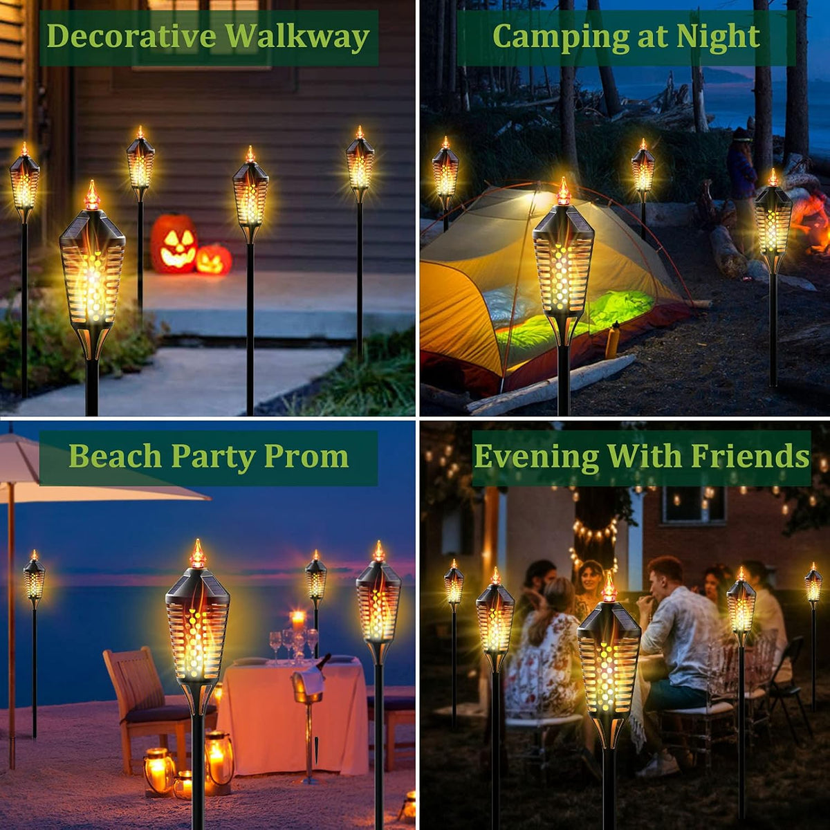 6 Pack Waterproof Solar Torch Lights with Flickering Flame I774