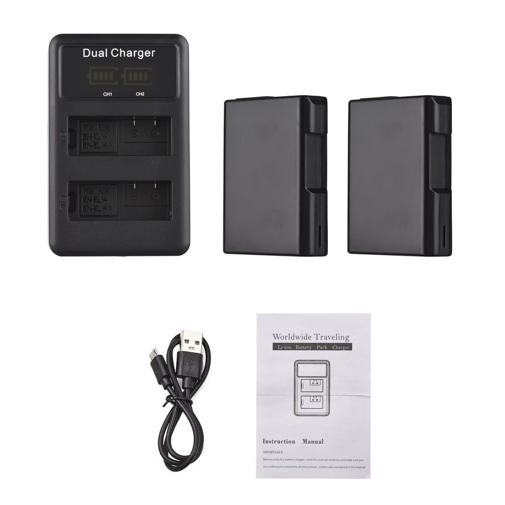 2pcs 7.4V 1500mAh Battery + 1pc Dual Channel Battery USB Port Screen Display P552689