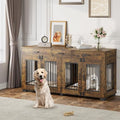 White Wooden Double Dog Crate with 3 Drawers B322