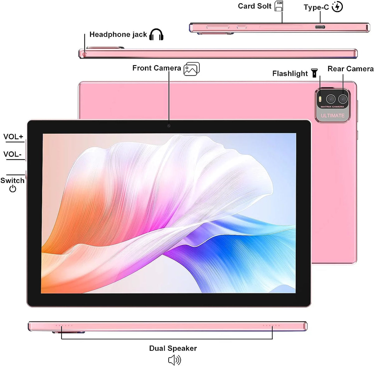 10.1 inch 2 in 1 Tablet with Keyboard, 8GB RAM+64GB ROM B65913