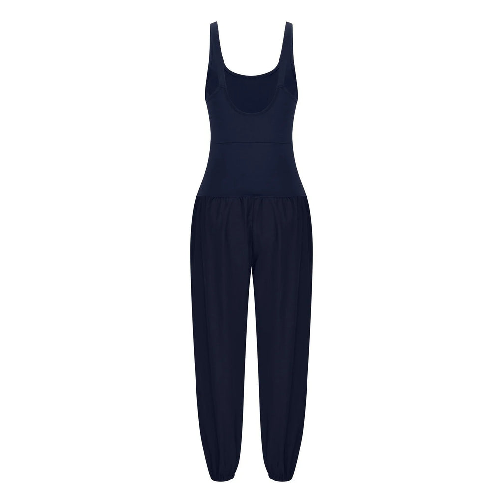 Square Neck Sleeveless Solid Color Sports Jumpsuit Q184793