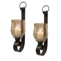 Set of 2 Bronze Wall Mounted Candle Holder Sconce S2163