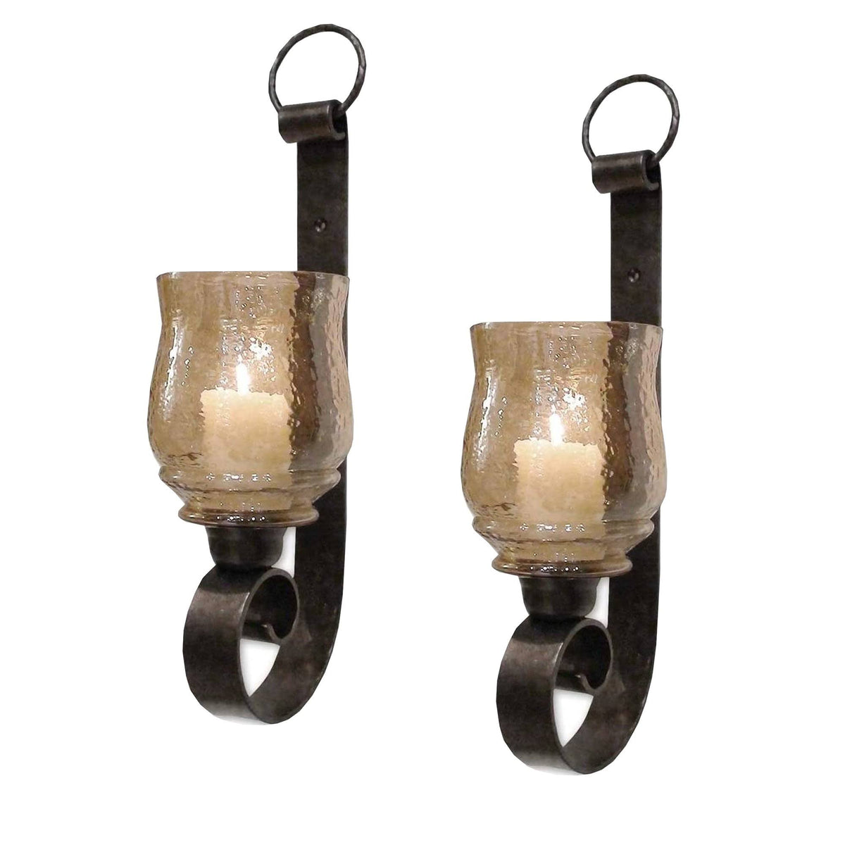 Set of 2 Bronze Wall Mounted Candle Holder Sconce S2163