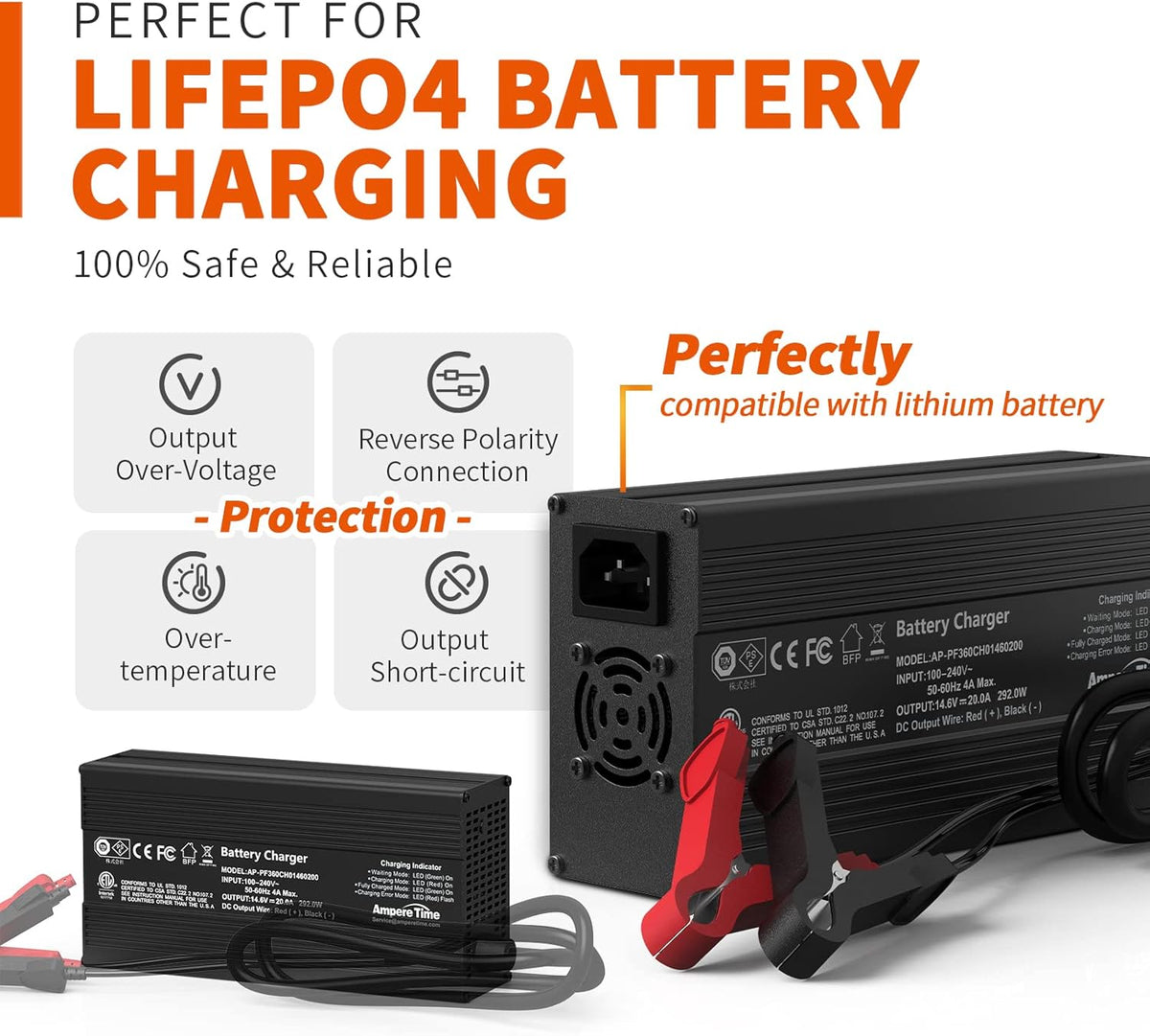 12V 300Ah LiFePO4 Battery with 20A Charger E564
