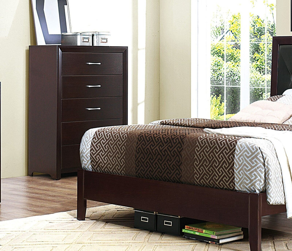 5pc Bedroom Set Full Bed Dresser Nightstand Chest Mirror K84519