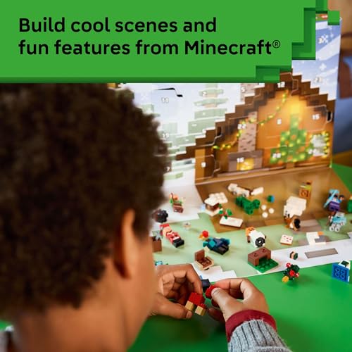 LEGO Minecraft Advent Calendar Building Toy with 24 Buildable Surprises and 8 Minifigures Q4291