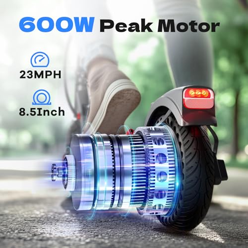 Electric Scooter with 10" Tires, 600W Peak Motor, 22 MPH Speed, 30 Miles Range, Dual Brakes, LCD Display N78163