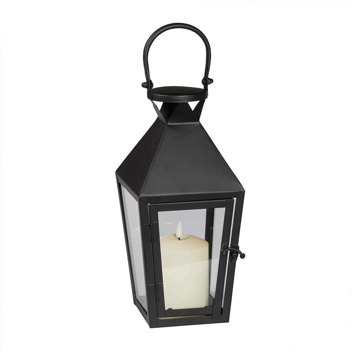 Black Metal LED Flameless Candle Lantern C240615