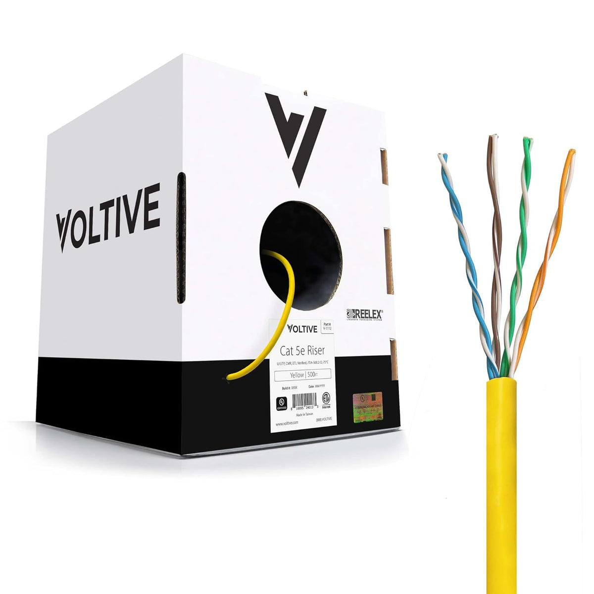 White 1000ft Cat5e Riser Bulk Ethernet Cable U3476
