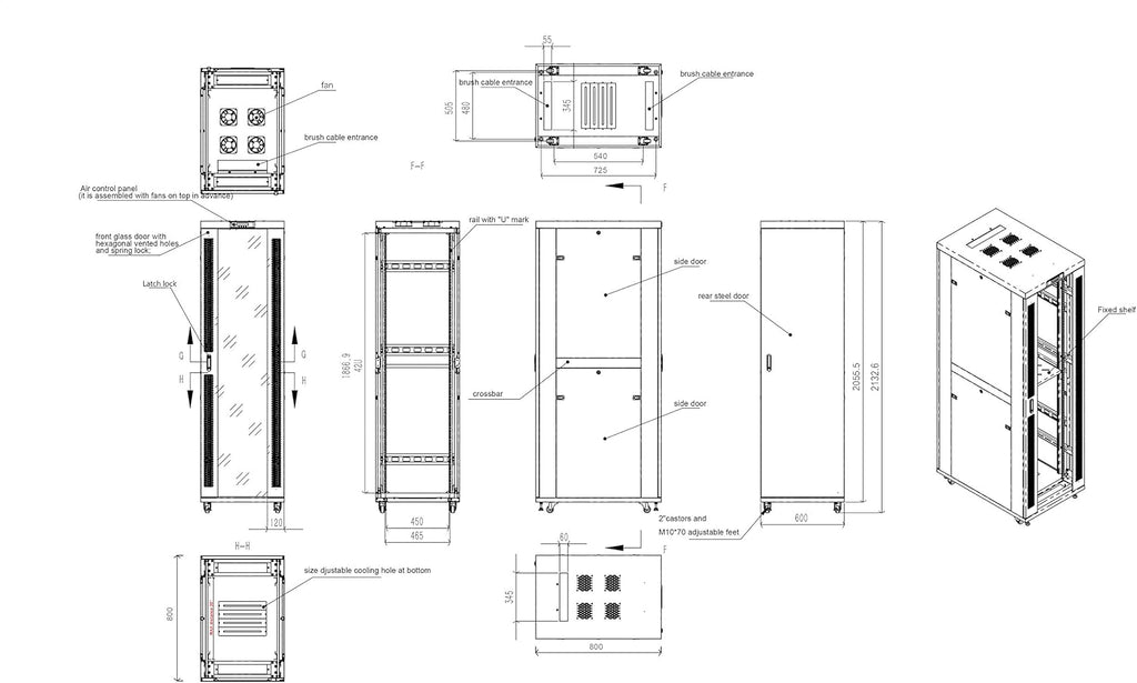 42U Floor Standing Server Rack Cabinet Enclosure A28910