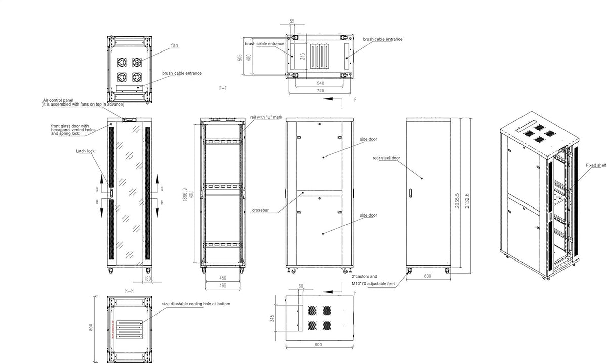 42U Floor Standing Server Rack Cabinet Enclosure A28910