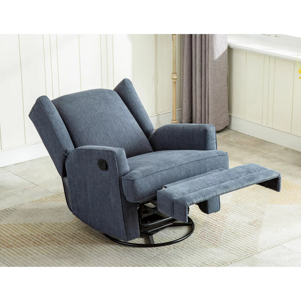 Beige Chenille Wingback Swivel Glider Recliner X8932
