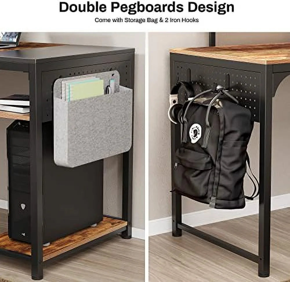 55 Inch Computer Desk with Monitor Stand and Shelves F30359